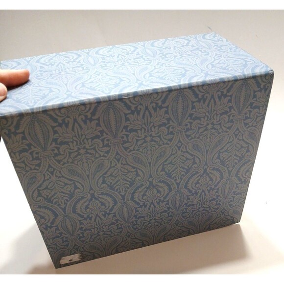 Decorative Gift Box Hook And Loop Closure Blue Bow Birds Florals Cottage - Picture 8 of 8